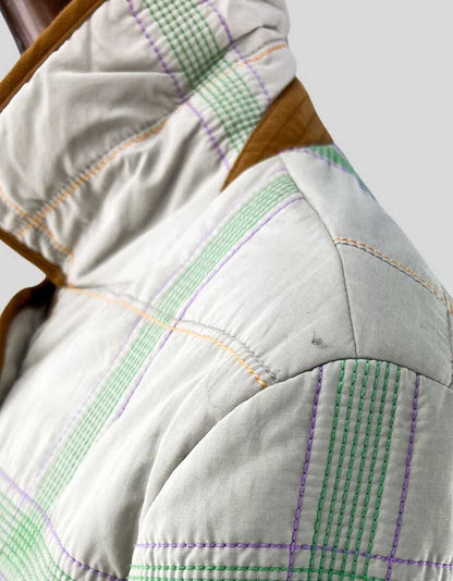 Escada Quilted Plaid Print Jacket - XL | 14 US