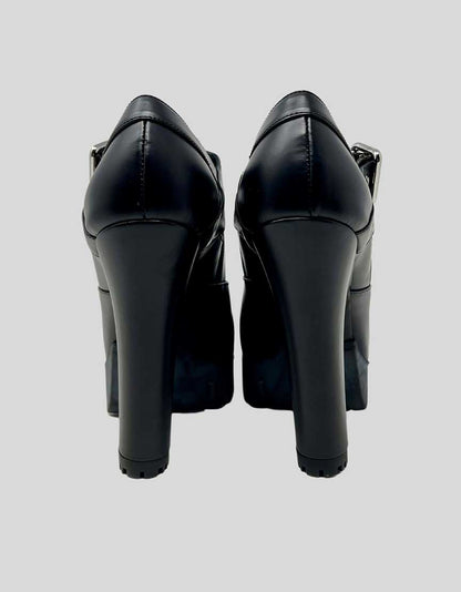 MIU MIU black leather lug sole pumps with platform - 11 US| 41 IT