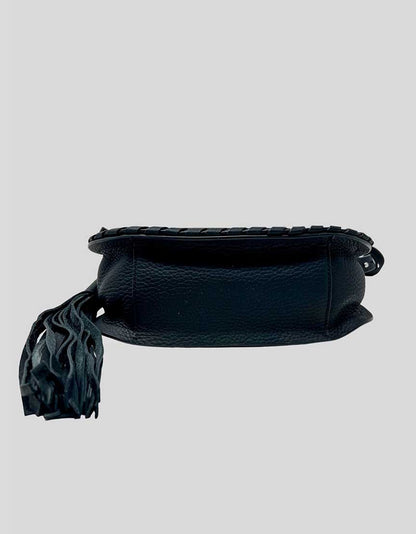 All Saints Crossbody Saddle Bag in black leather