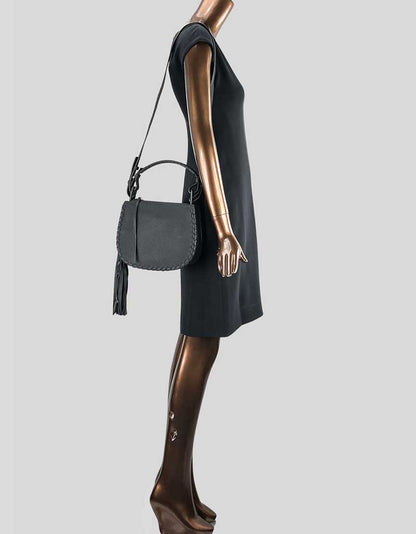 All Saints Crossbody Saddle Bag in black leather