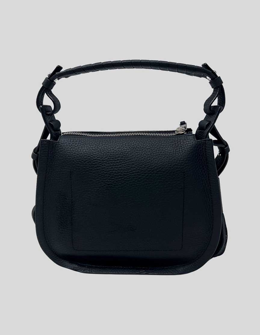 All Saints Crossbody Saddle Bag in black leather LuxAnthropy