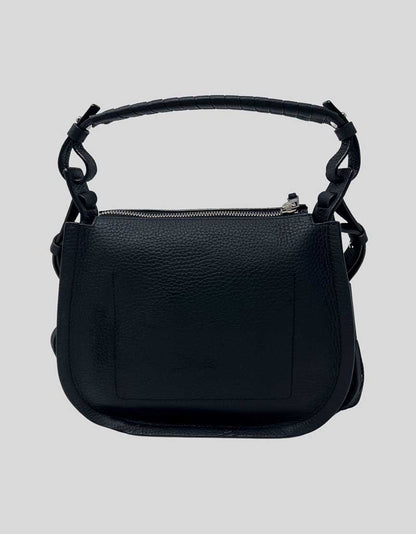 All Saints Crossbody Saddle Bag in black leather