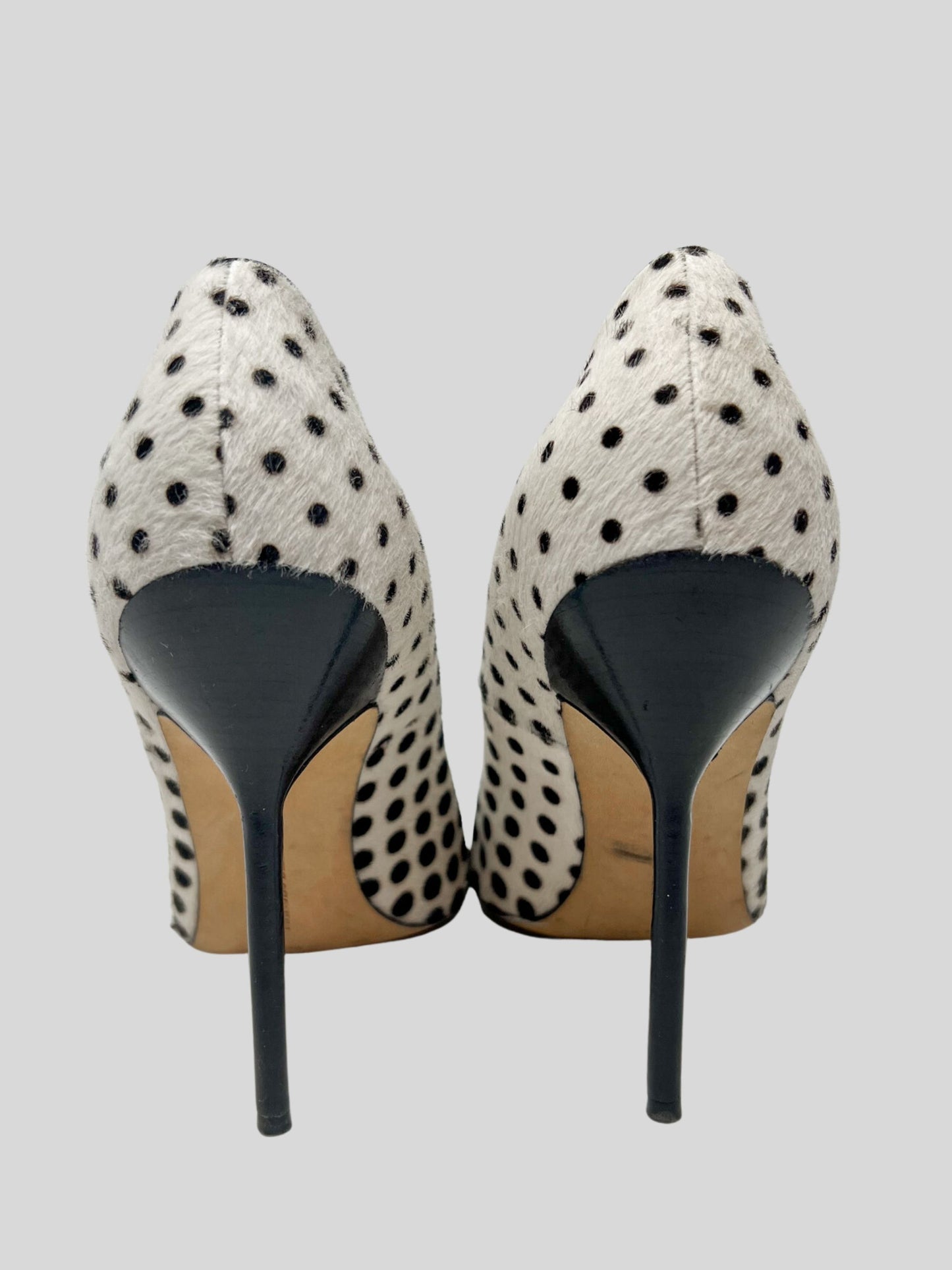 MANOLO BLAHNIK Pony Hair Polka Dot Stiletto Heels - 9 US | 39 IT