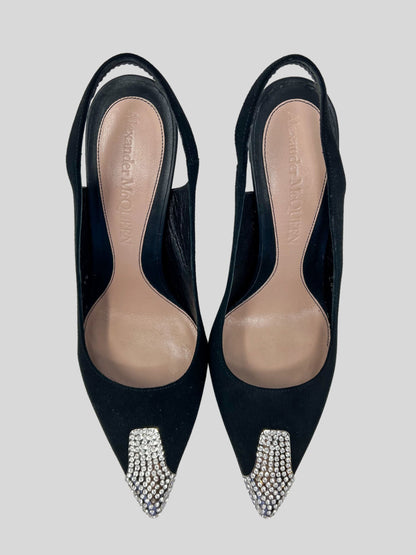 ALEXANDER MCQUEEN Swarovski Crystal Slingbacks - 9 US | 39 IT