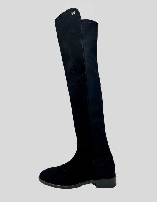 STUART WEITZMAN Keelan City Suede And Neoprene Knee Boots - 11 US