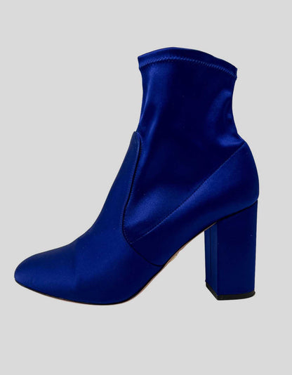 AQUAZZURA So Me Bootie in Indigo Stretch Satin - 39 IT | 9 US