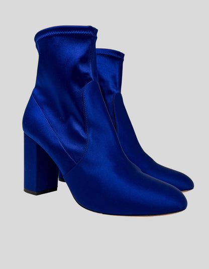 AQUAZZURA So Me Bootie in Indigo Stretch Satin - 39 IT | 9 US