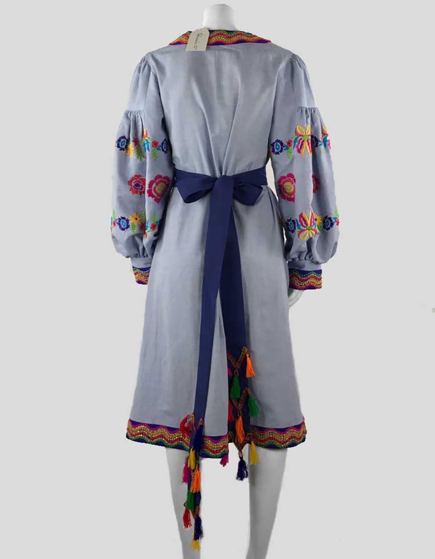 Mynah Reynu TAAndon Light Blue Embroidered Cotton Dress - Medium