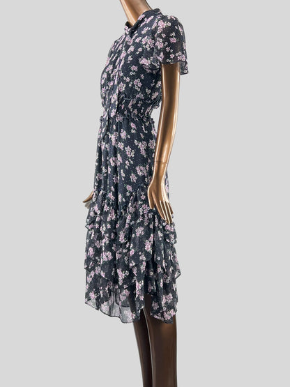 Karl Lagerfeld Floral Print Ruffle Dress - 2 US