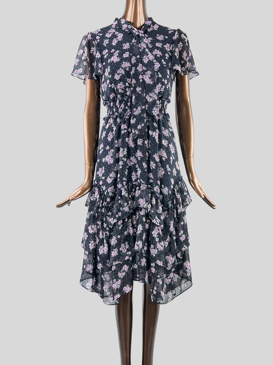 Karl Lagerfeld Floral Print Ruffle Dress - 2 US