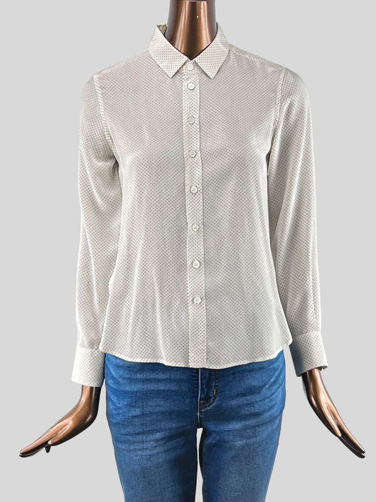 Saint Laurent Classic Cream Blouse with small polka dots- 2US