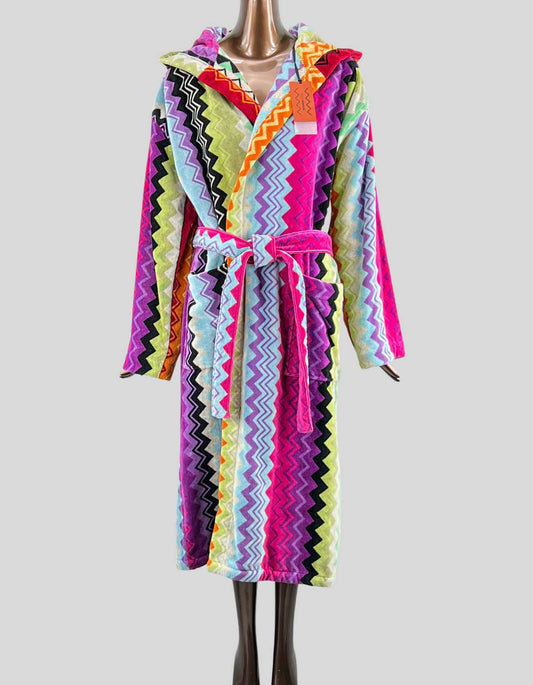 Missoni Home Giacomo belted hooded bathrobe - Medium