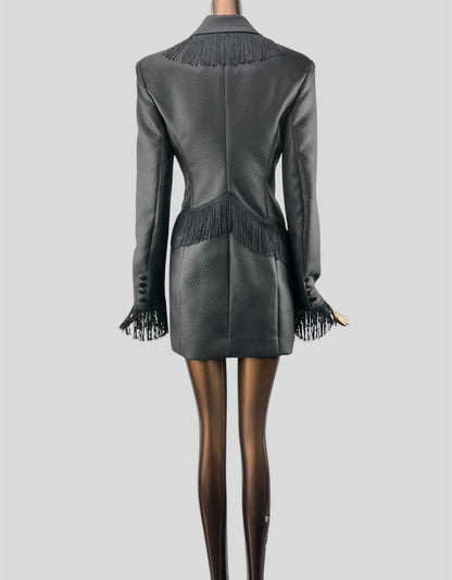 rotate leather dress Rotate By Birger Christensen Ruched Sleeves Mini Dress