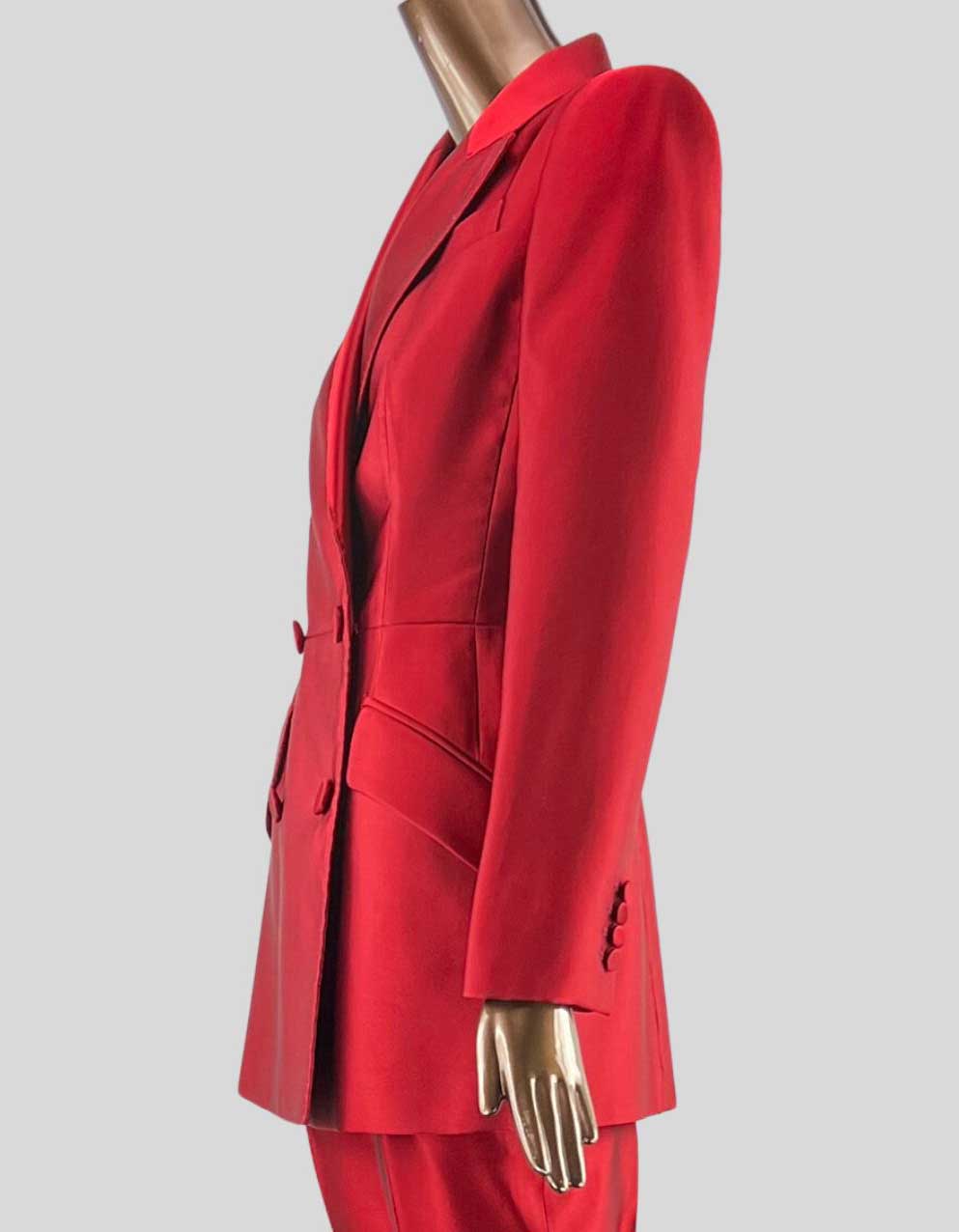 Alexander McQueen double breasted silk blazer in Carnelian Red - 42 IT | 6 US