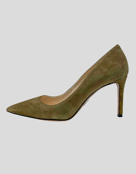 Prada Olive Suede Pumps - 6 US | 36 IT