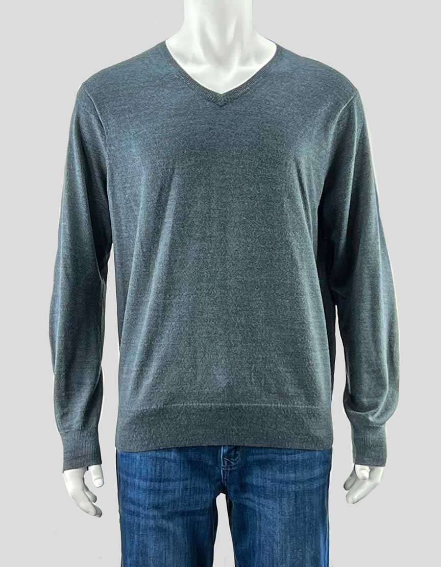 J. CREW grey merino wool v-neck sweater - Large