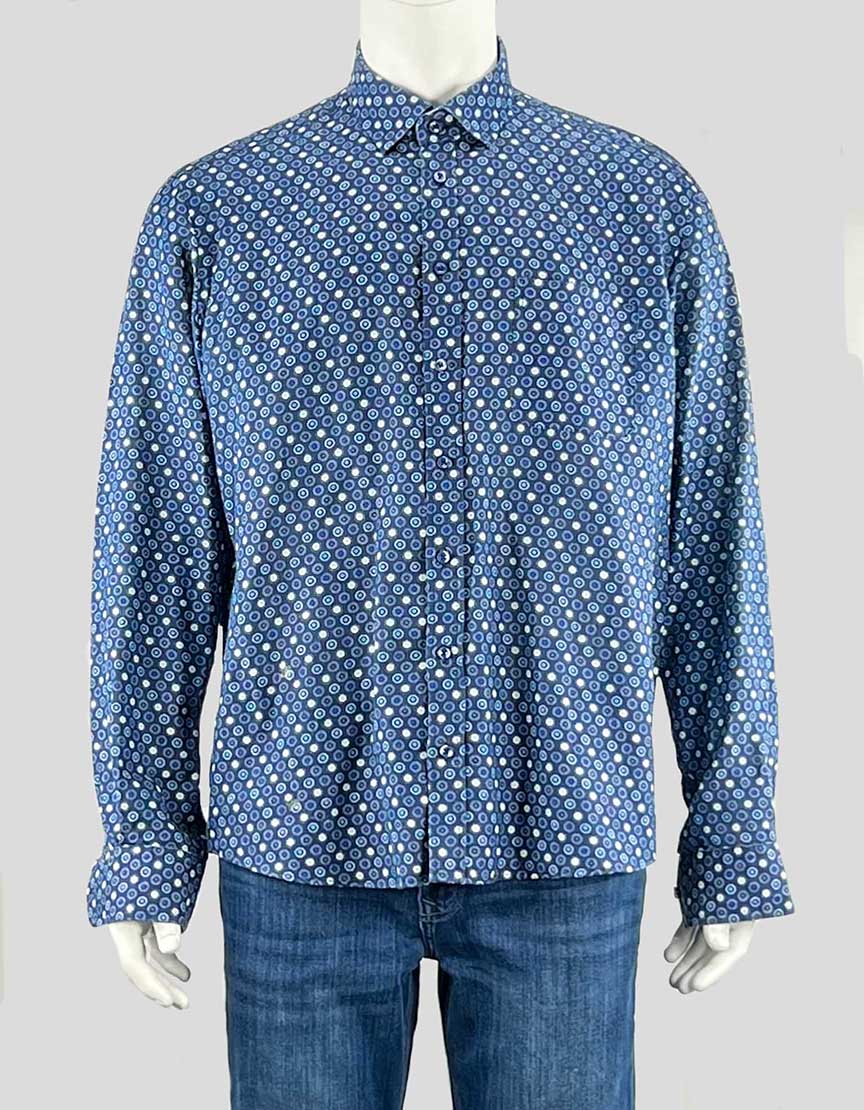 SAND JEANS blue linen long sleeve button down shirt - 17/43