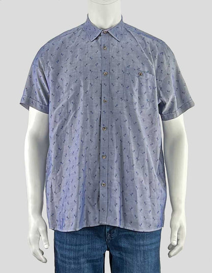 Ted Baker London blue short sleeve button-down shirt - 6 | X-Large