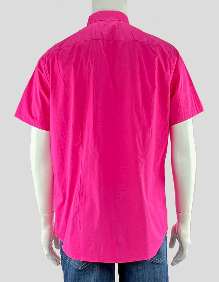Vince bright pink short sleeve button-down shirt - X-Large