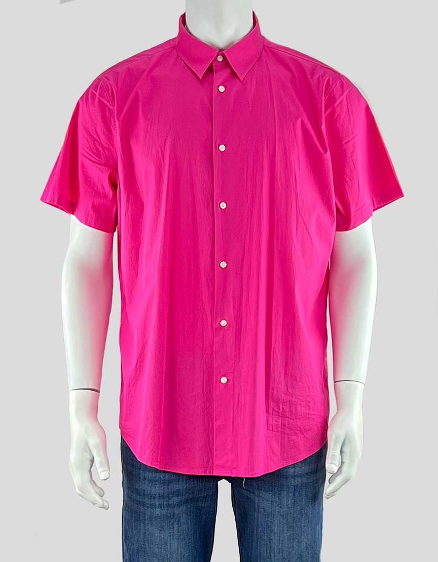 Vince bright pink short sleeve button-down shirt - X-Large