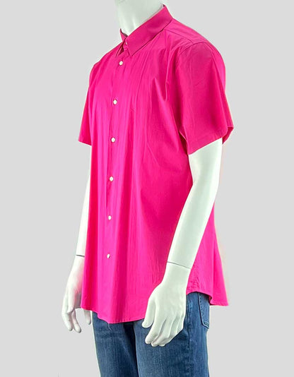 Vince bright pink short sleeve button-down shirt - X-Large