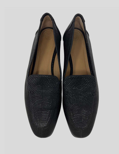 THE ROW Black Lizard Animal Print Loafers - 39 IT | 9 US