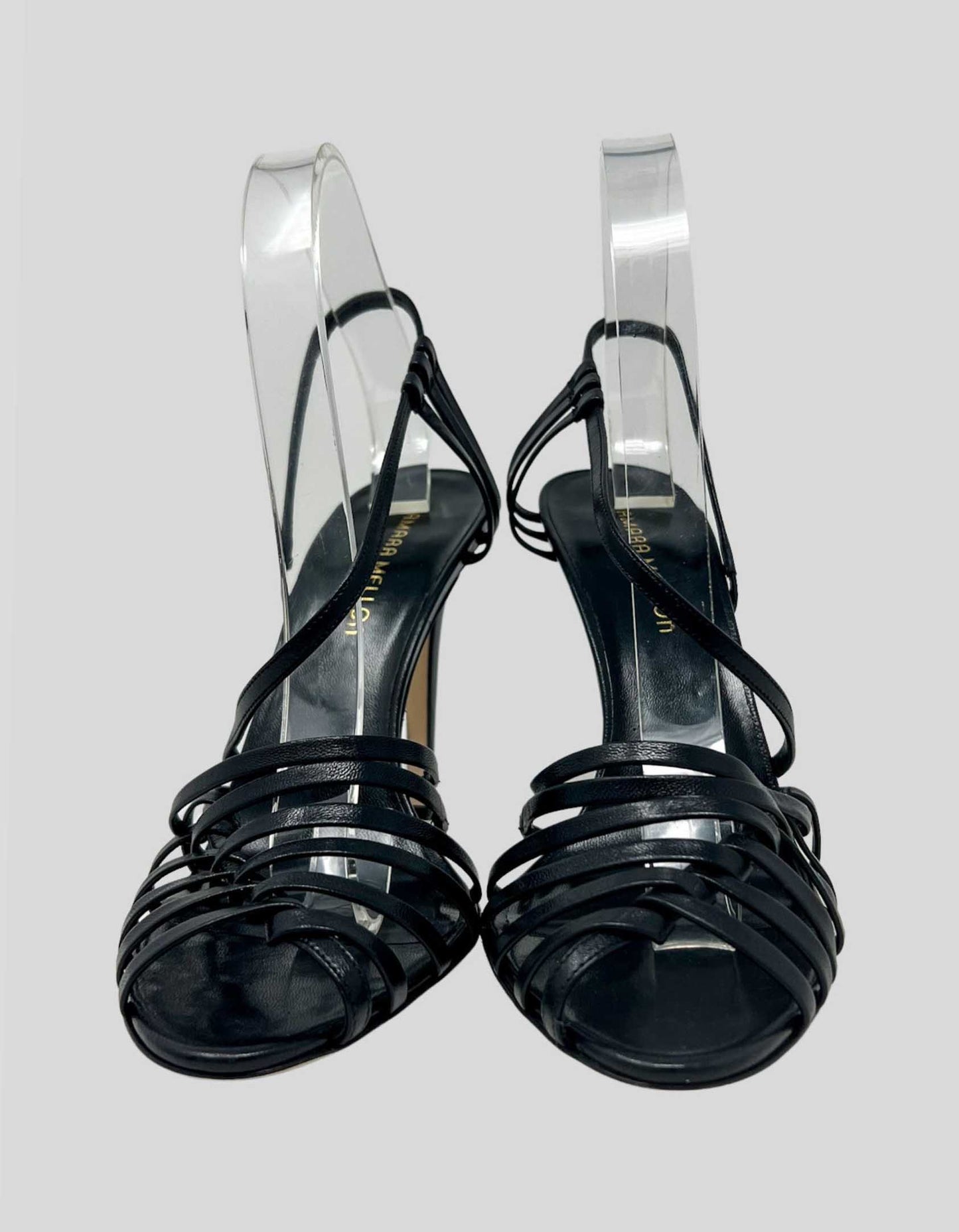 TAMARA MELLON black strappy heel cage sandal - 41.5 IT | 11.5 US