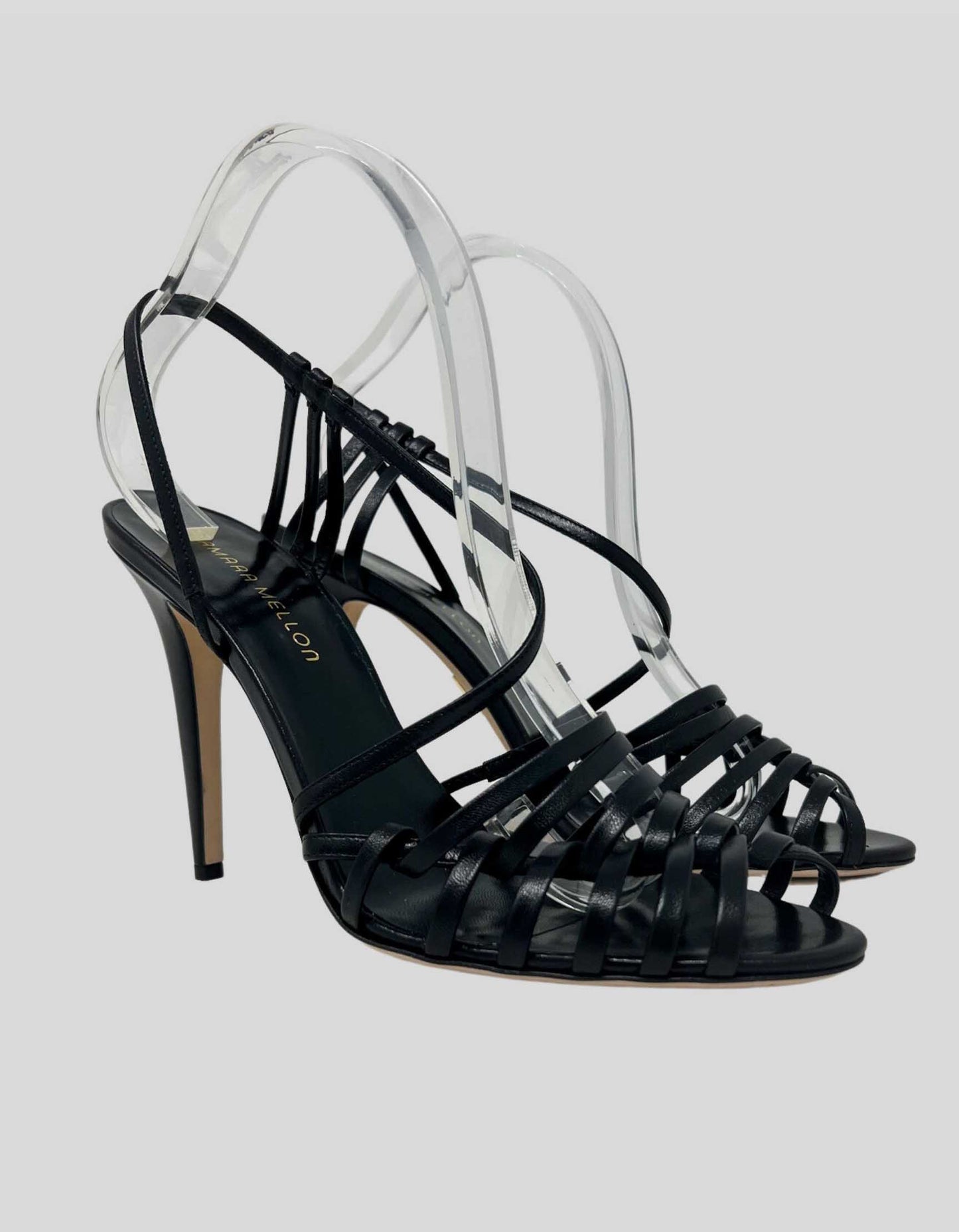 TAMARA MELLON black strappy heel cage sandal - 41.5 IT | 11.5 US