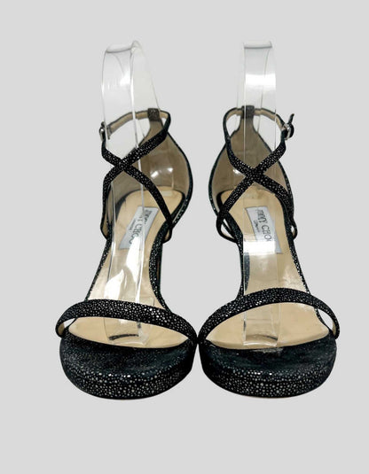 JIMMY CHOO suede platform sandals with stiletto heel - 41 IT | 11 US