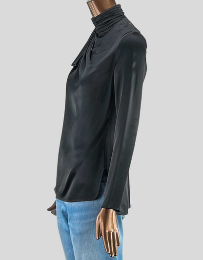 KHAITE mock neck long sleeve top with slouchy bow detail - 4 US