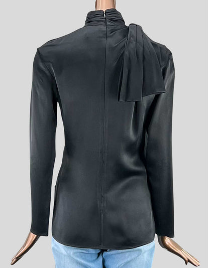 KHAITE mock neck long sleeve top with slouchy bow detail - 4 US