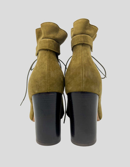 DEREK LAM Peep-toe Suede Lace-Up Booties - 41 IT | 11 US