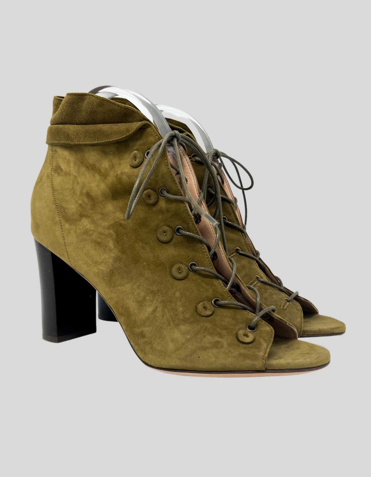 DEREK LAM Peep-toe Suede Lace-Up Booties - 41 IT | 11 US