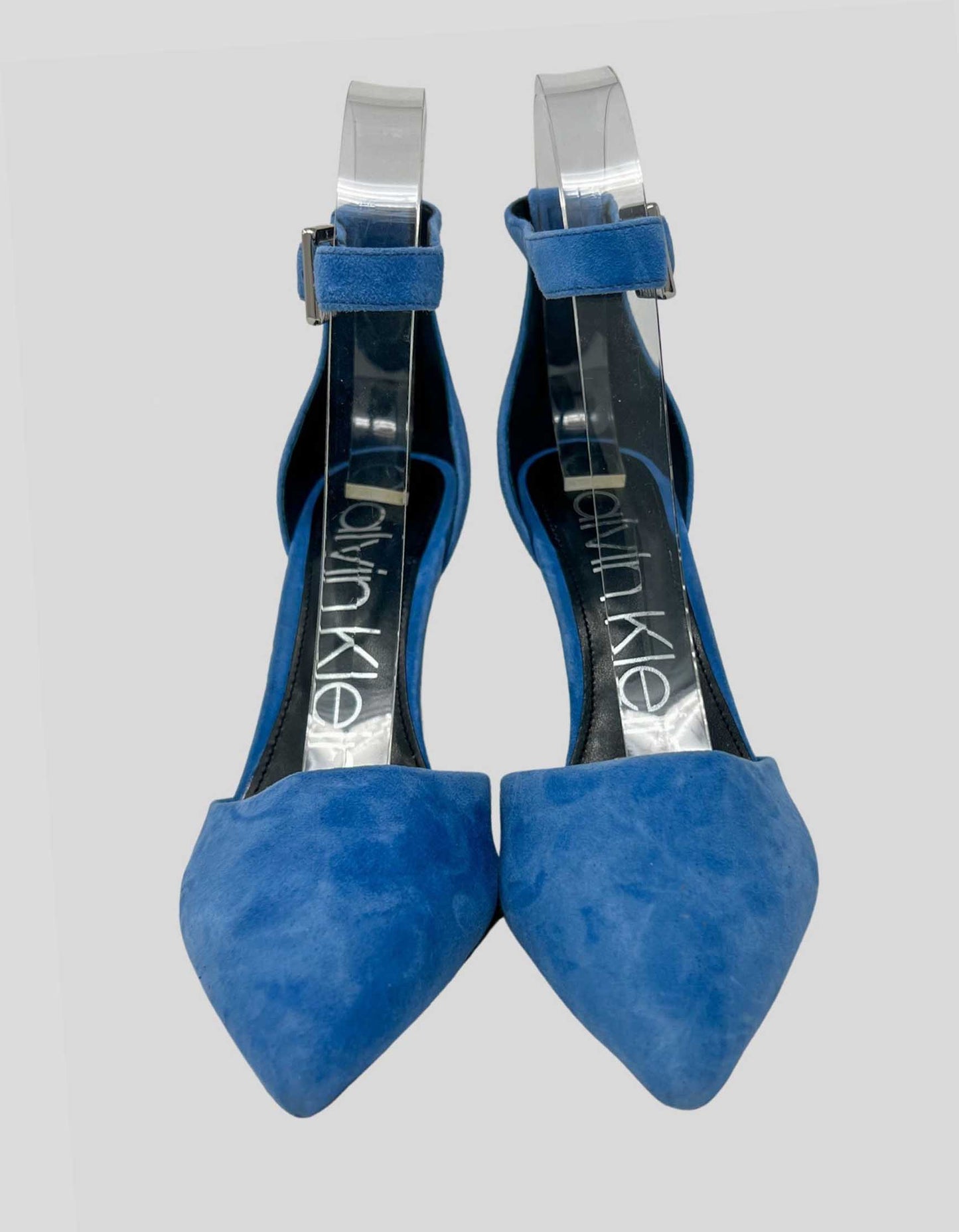 CALVIN KLEIN Baby Blue Suede Ankle Strap Heels - 7.5M US