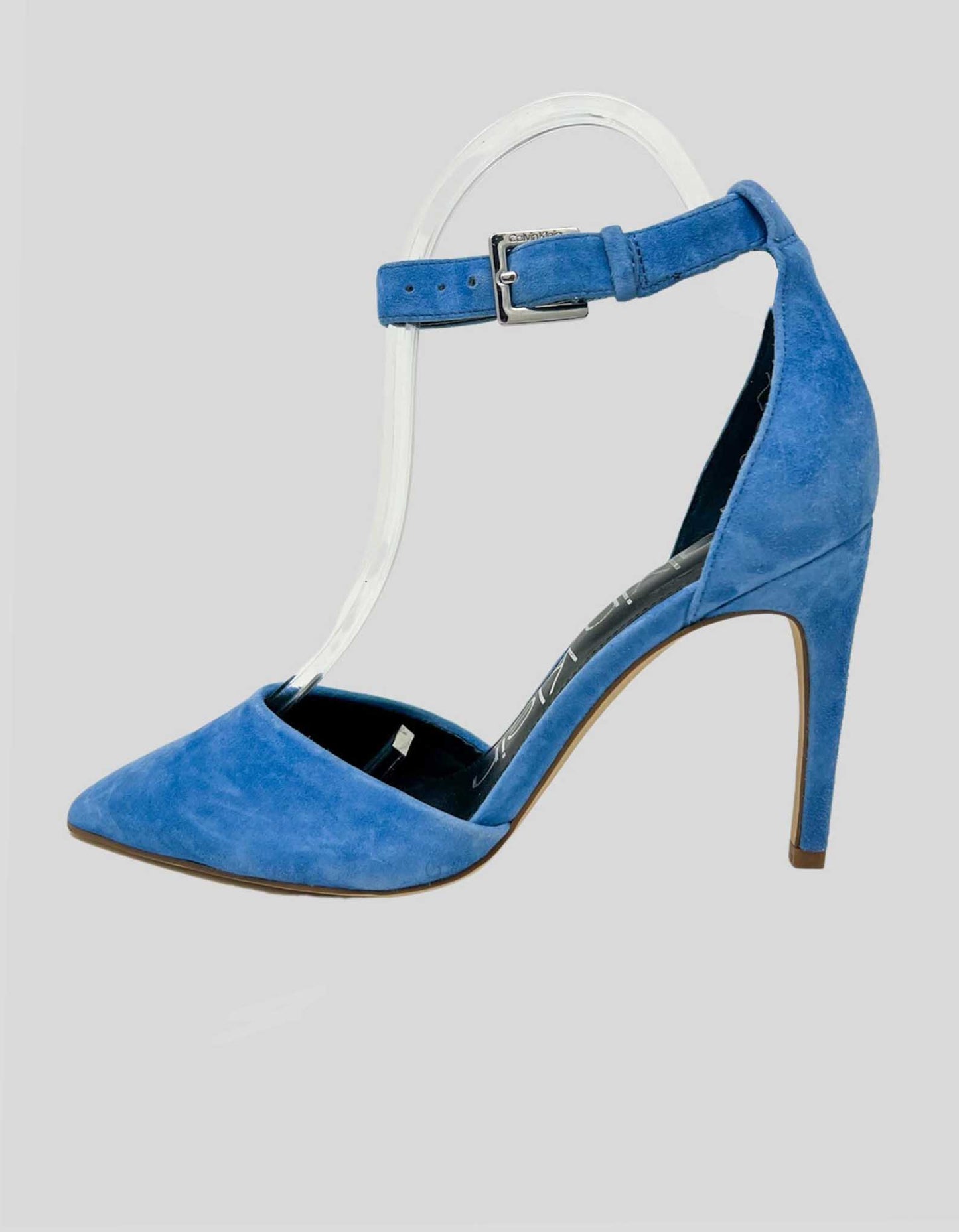 CALVIN KLEIN Baby Blue Suede Ankle Strap Heels - 7.5M US