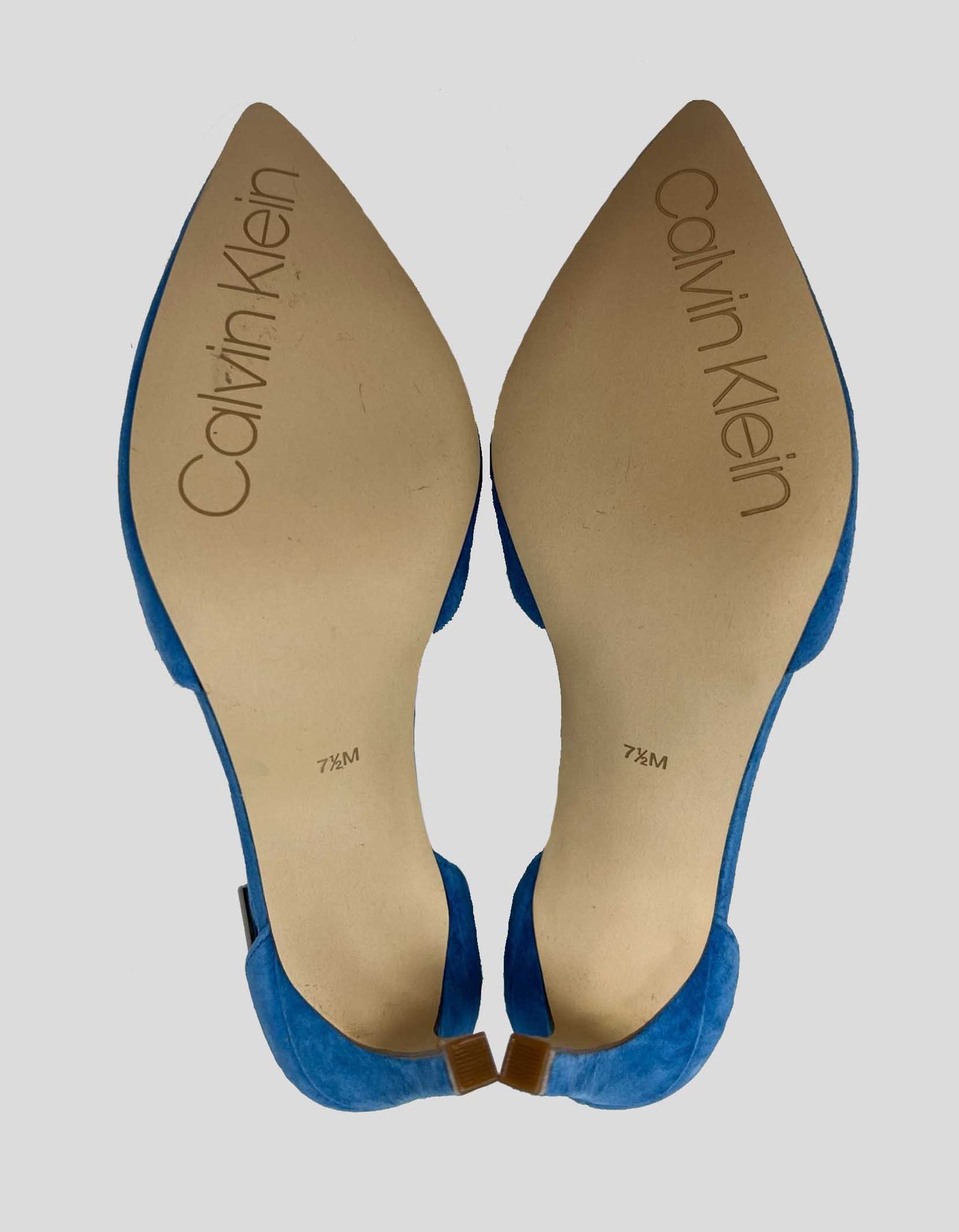 CALVIN KLEIN Baby Blue Suede Ankle Strap Heels - 7.5M US