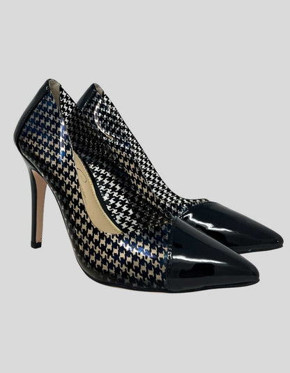 JESSICA SIMPSON PVC black and clear design heels - 7M US