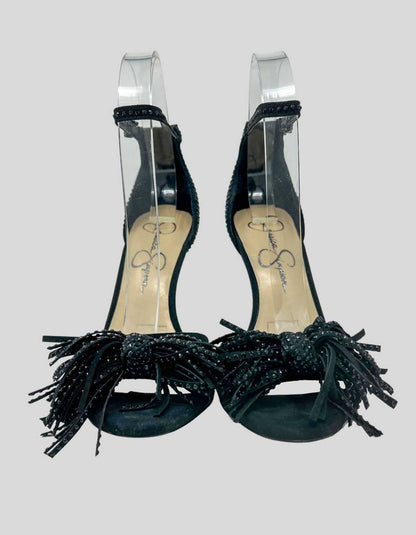 JESSICA SIMPSON Black Shimmer Stiletto with Pom detail - 7M US