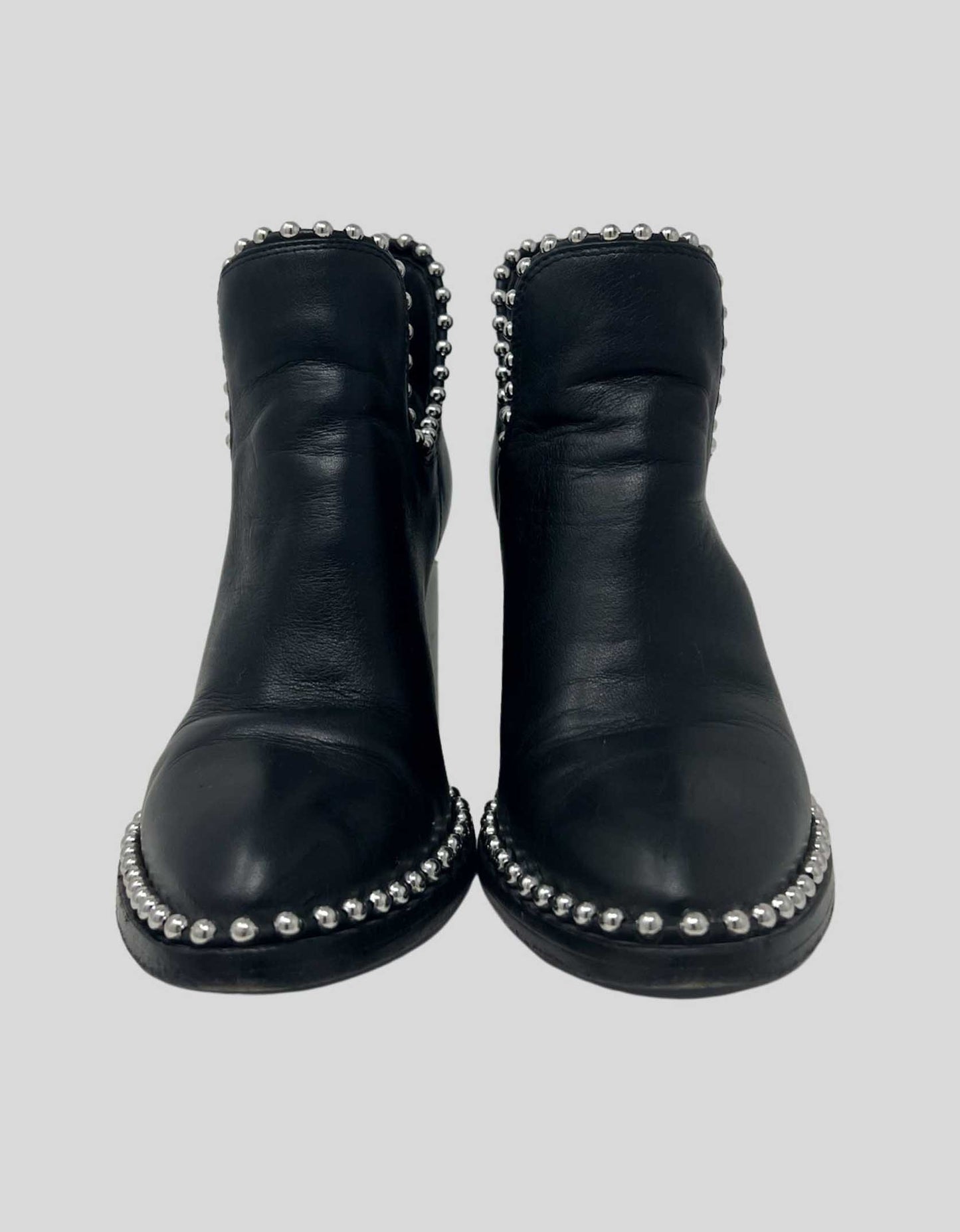 ALEXANDER WANG Leather Studded Accent Combat Boots - 37 IT | 7 US