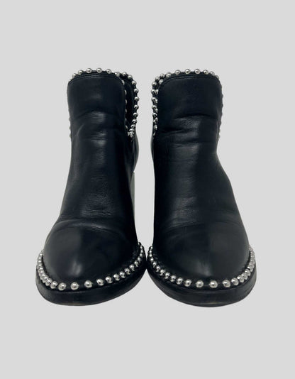 ALEXANDER WANG Leather Studded Accent Combat Boots - 37 IT | 7 US