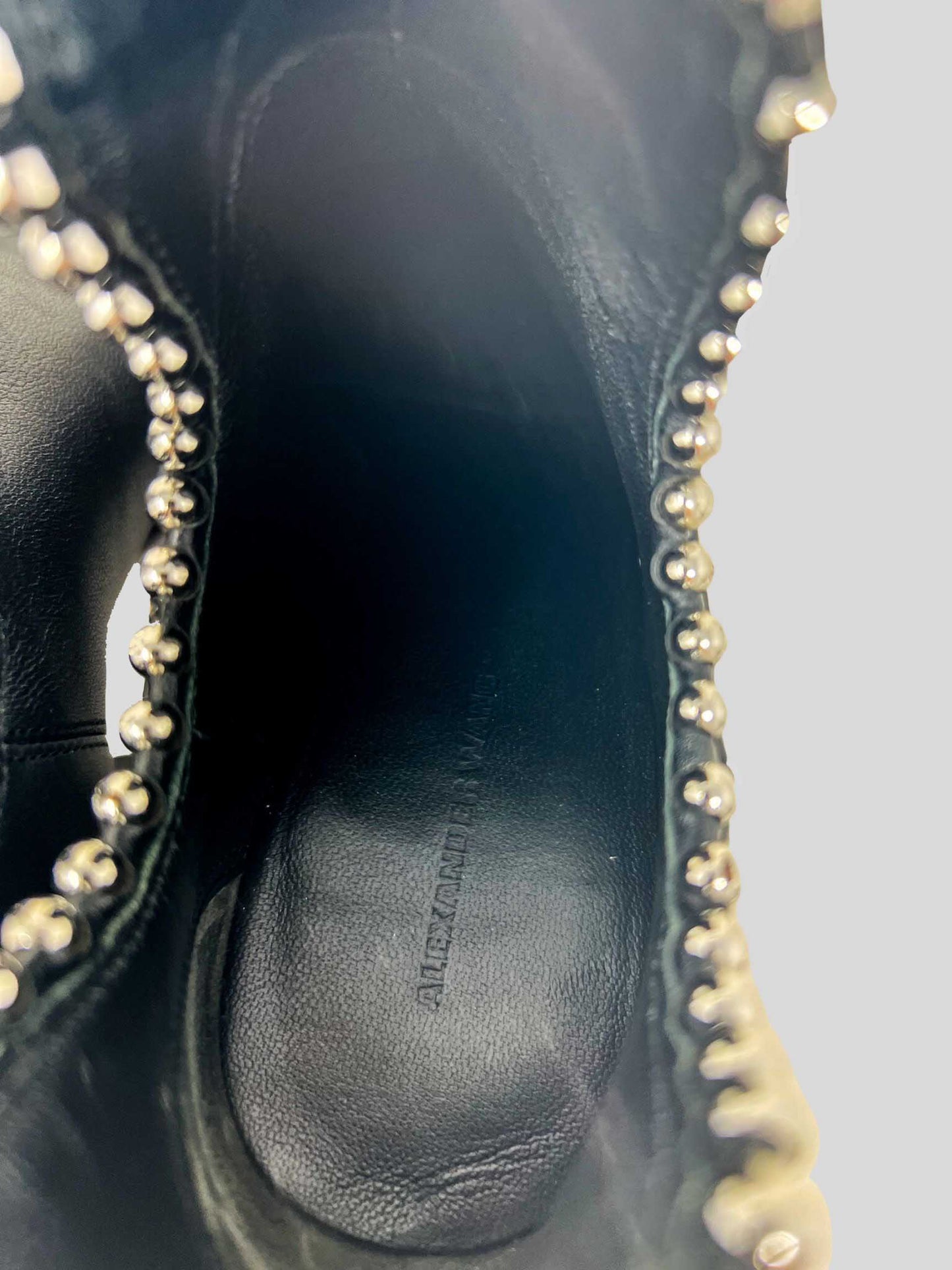 ALEXANDER WANG Leather Studded Accent Combat Boots - 37 IT | 7 US