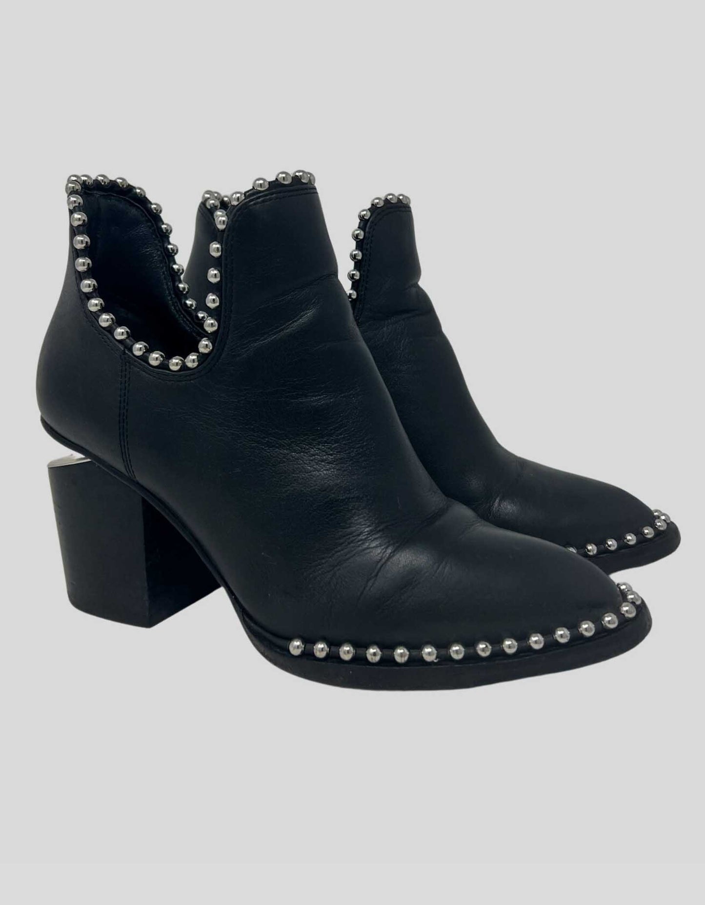 ALEXANDER WANG Leather Studded Accent Combat Boots - 37 IT | 7 US