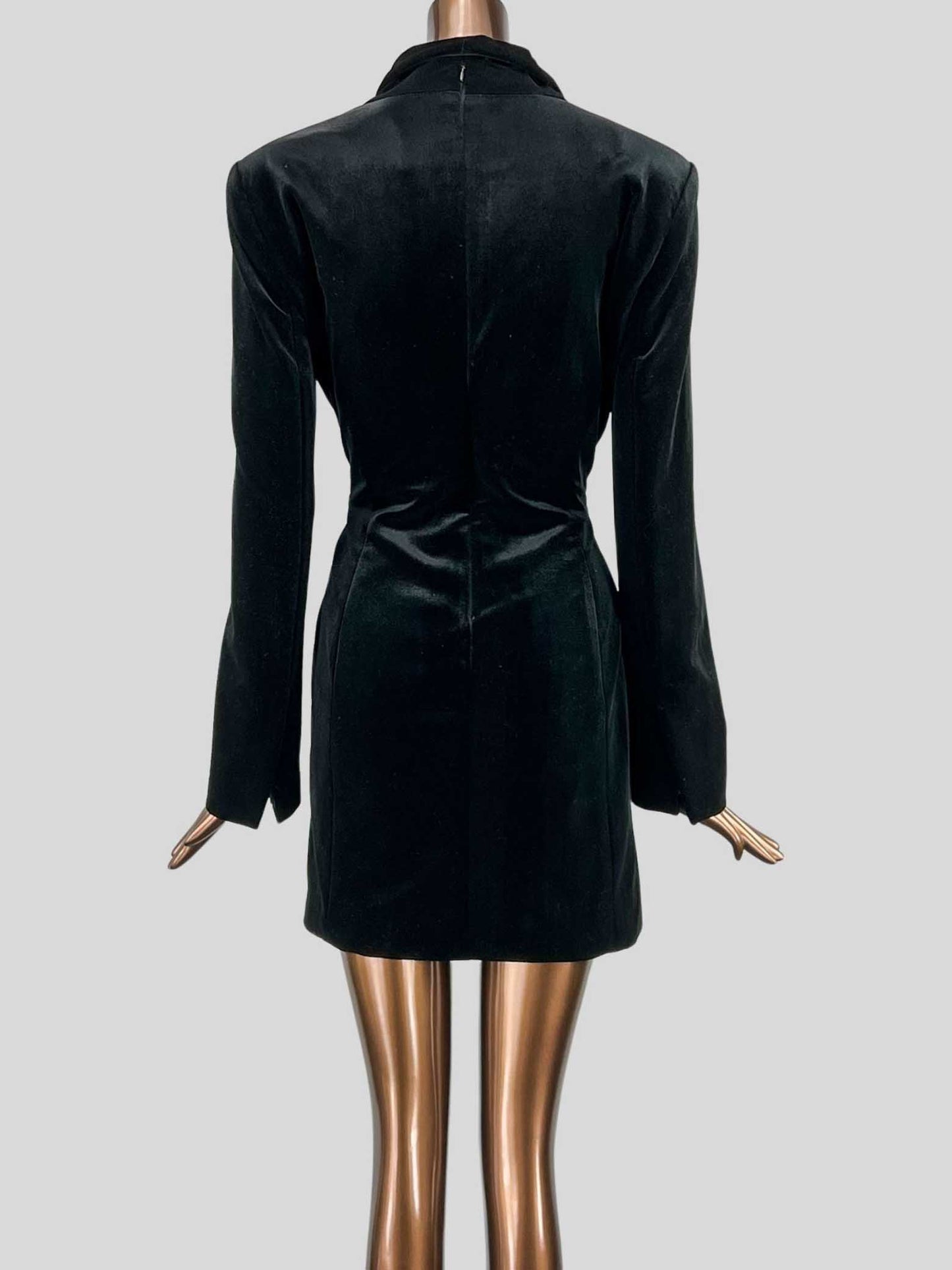 ZARA Black Velvet Mini Dress - Large