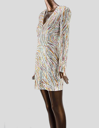 ZUHAIR MURAD long sleeve embellished evening mini dress - 6 US