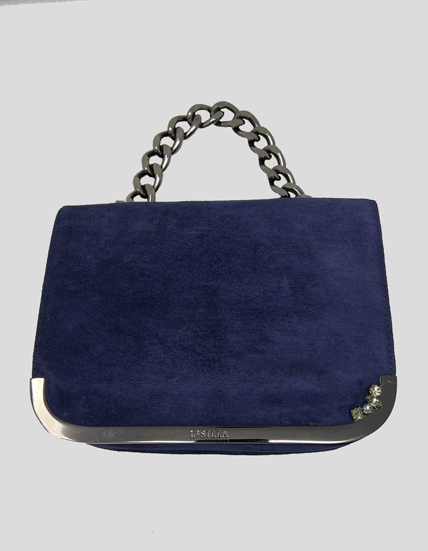 LE SILLA Blue Suede Evening Bag