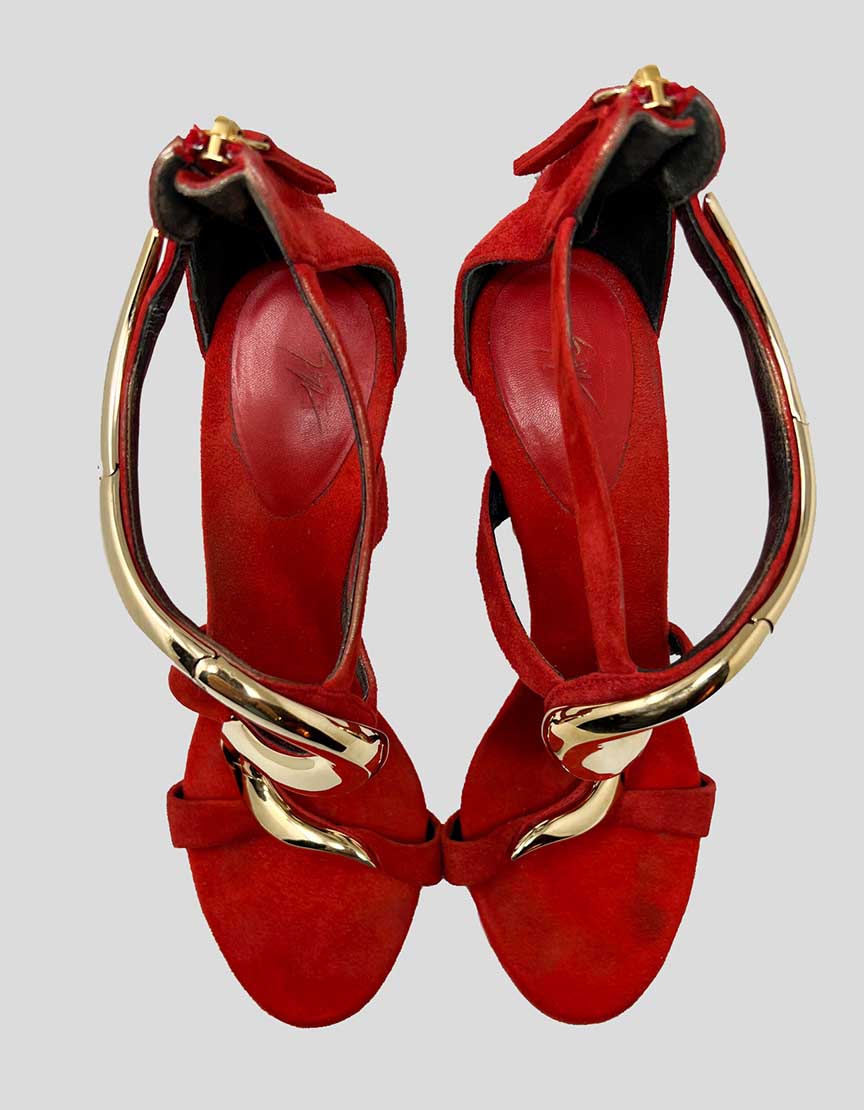 GIUSEPPE ZANOTTI Venere metallic-snake Open Toe Heels - 37.5