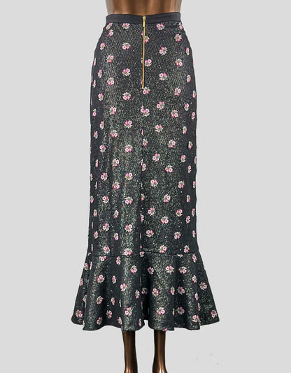 SALONI Floral Print Midi Length Skirt - 10 US | Large