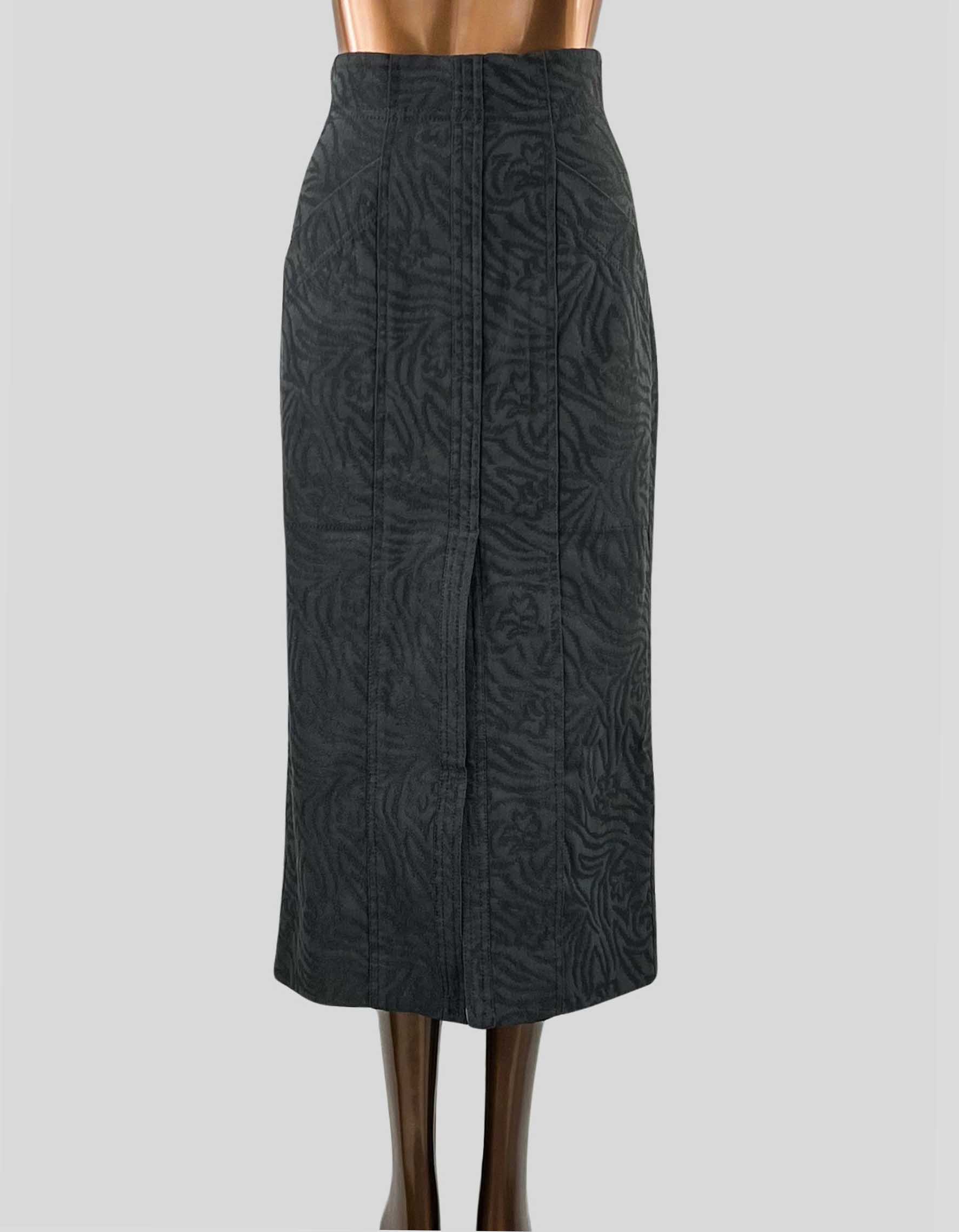 Rebecca Taylor Zebra Fleur Skirt in a straight midi length silhouette with front center slit.