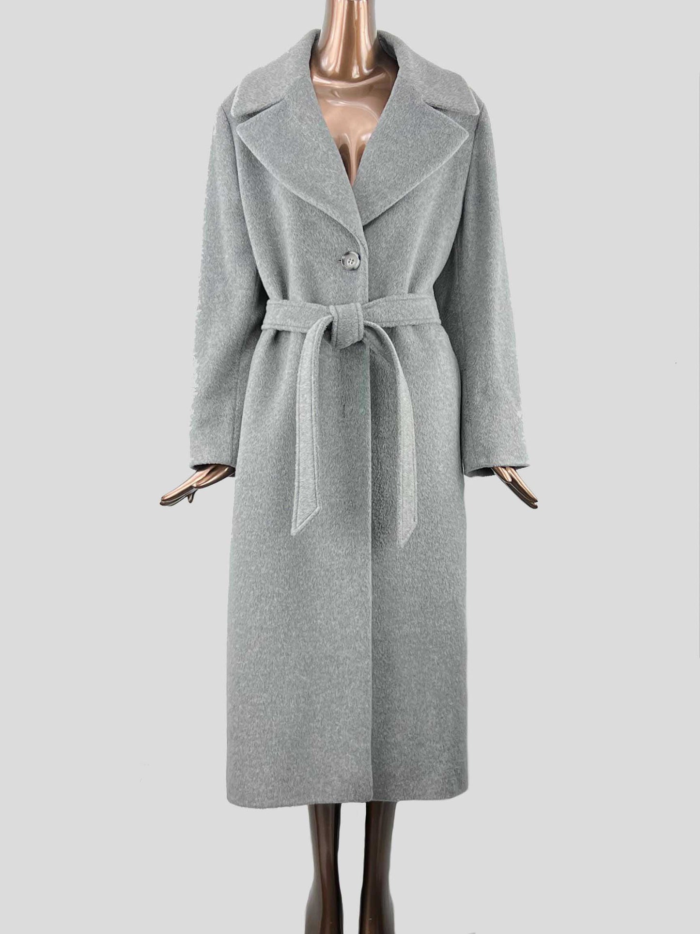 CINZIA ROCCO Long Wool Coat with Belt in Grey Size 52 IT | 16 US
