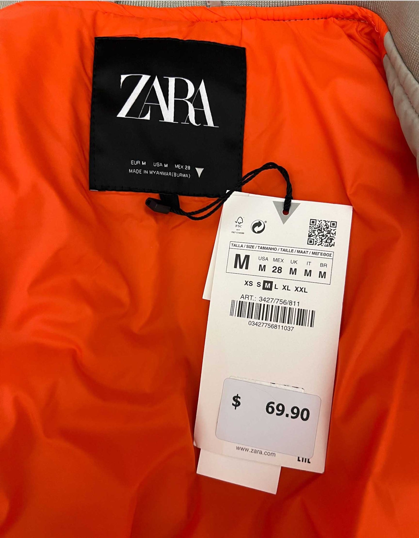 ZARA cropped bomber jacket w/ Tags - Medium